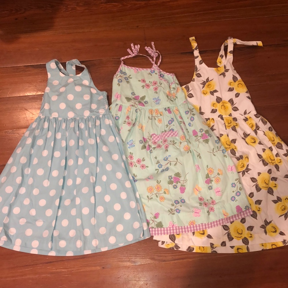 3 Mini Boden girls spring dresses in  size 5-6